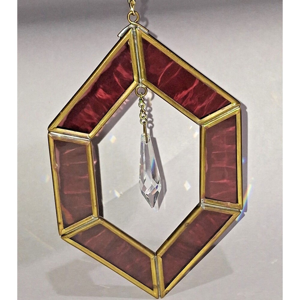 Vintage Via Vermont Amethyst Stained Glass Suncatcher Swarovski Crystal Prism
